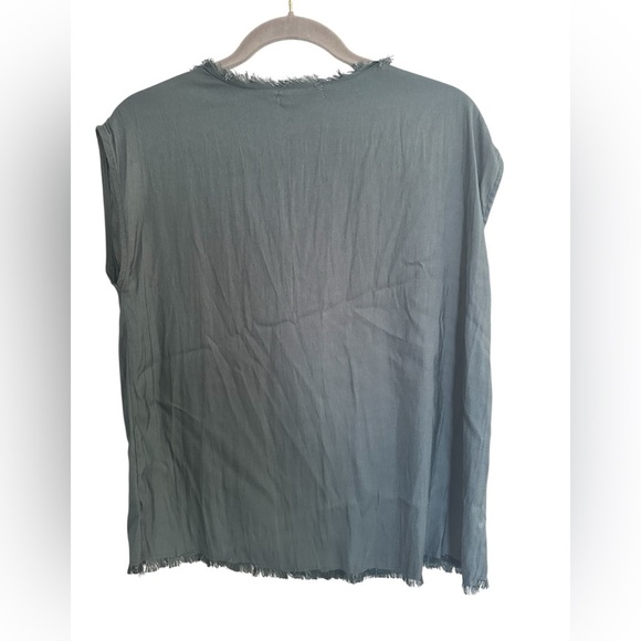 KLd Raw Edge V-Neck Sleeveless Top S Minimalist Boho Chic Oversized - Picture 2 of 8